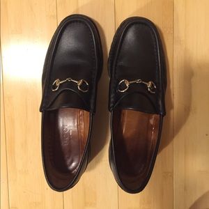 Gucci lug sole horsebit black loafers size 8b
